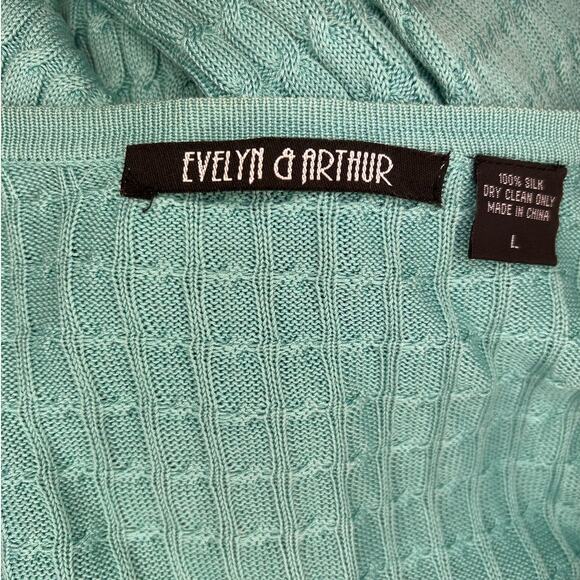 Evelyn & Arthur Women’s V Neck, Button Down Silk Sweater Cardigan, Green, size L - Picture 7 of 10